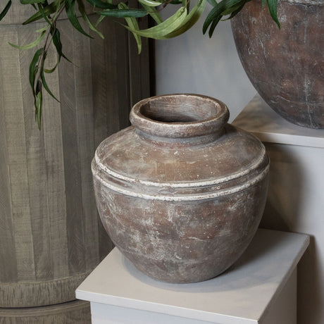 Large Italian Inspired Brown Water Pot Style Indoor Planter