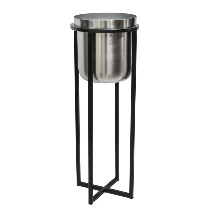 Calla Tall Indoor Plant Stand Pewter & Black - Metal, Extra Height, UV Stable, Waterproof
