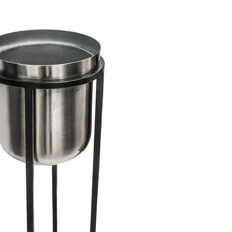 Calla Tall Indoor Plant Stand Pewter & Black - Metal, Extra Height, UV Stable, Waterproof