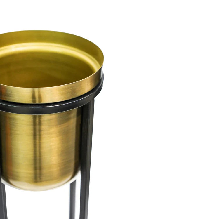 Calla Tall Indoor Plant Stand Black & Gold Tone - Extra Height, Metal, UV Stable, Waterproof