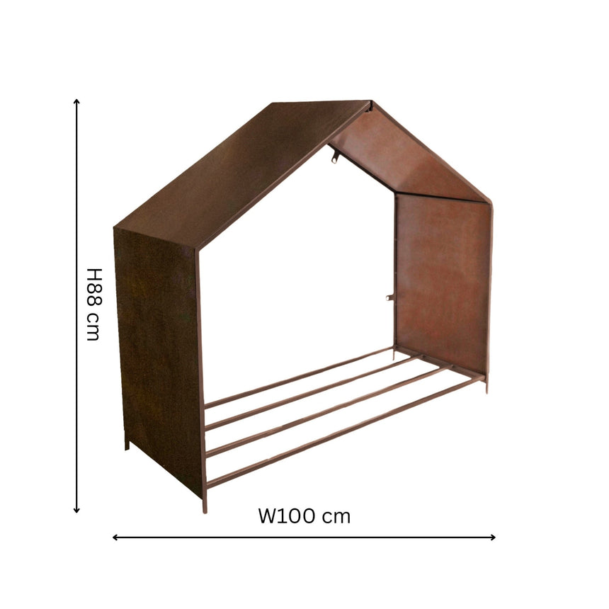 Outdoor Log/Wood Storage Holder Holder Iron Rust Finish - Waterproof Frost Resistant UV Stable