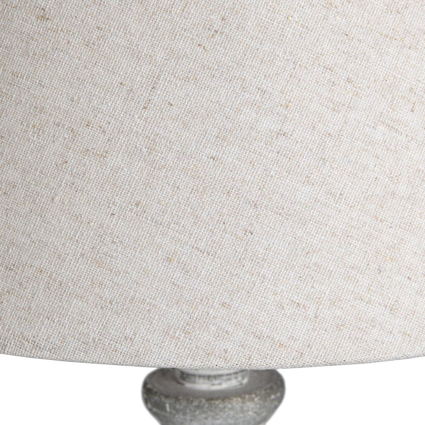 Aegina Hand Carved Wood Table Lamp & Neutral Linen Shade - Stylish Table Lamps UK Luxury Home Decor Garden & Outdoor And Gifts