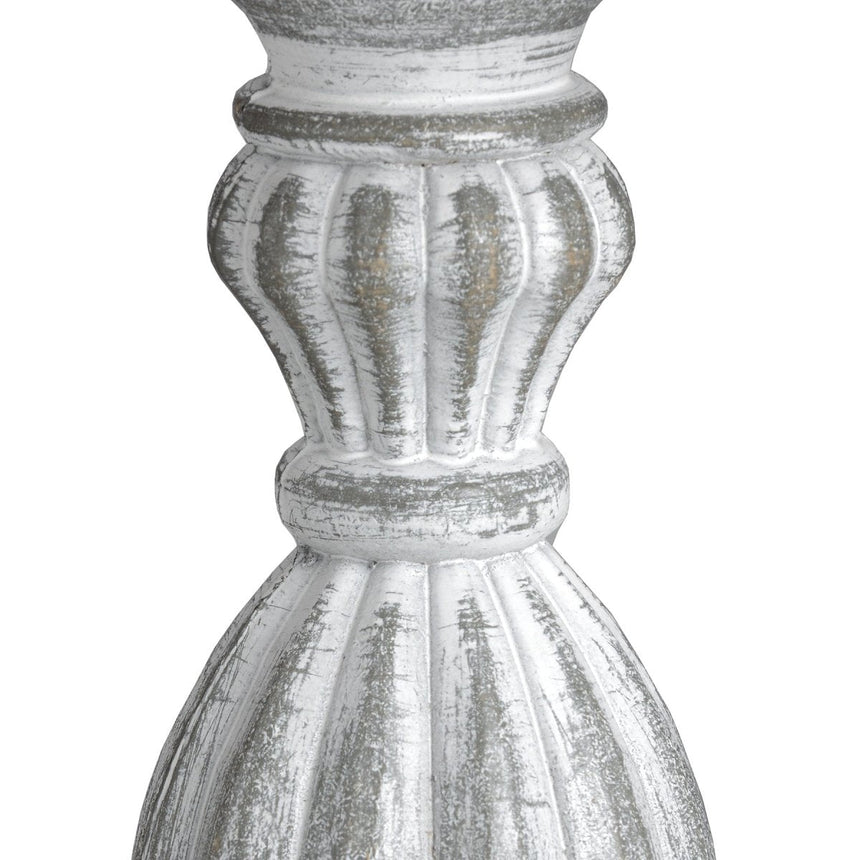 Aegina Hand Carved Wood Table Lamp & Neutral Linen Shade - Stylish Table Lamps UK Luxury Home Decor Garden & Outdoor And Gifts