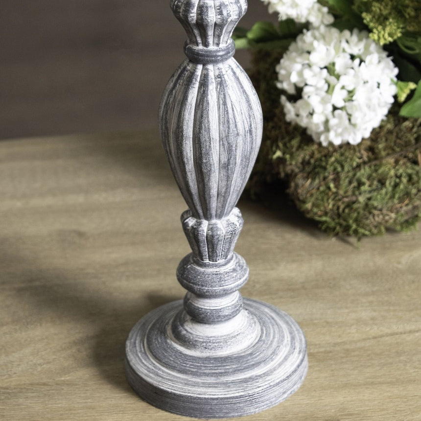 Aegina Hand Carved Wood Table Lamp & Neutral Linen Shade - Stylish Table Lamps UK Luxury Home Decor Garden & Outdoor And Gifts