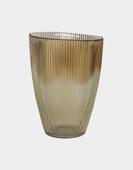 Amber Ribbed Tall Vase H24.5Cm W18Cm Luxury Home Decor Garden & Outdoor And Gifts