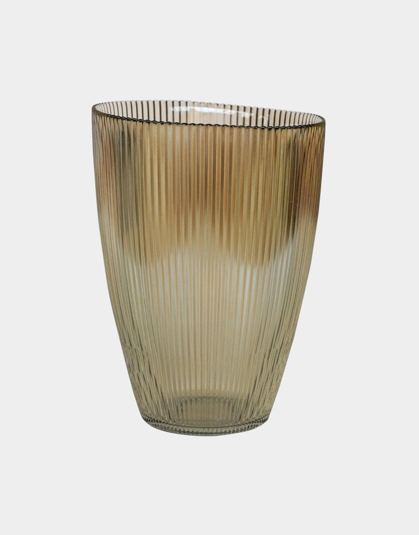 Amber Ribbed Tall Vase H24.5Cm W18Cm Luxury Home Decor Garden & Outdoor And Gifts