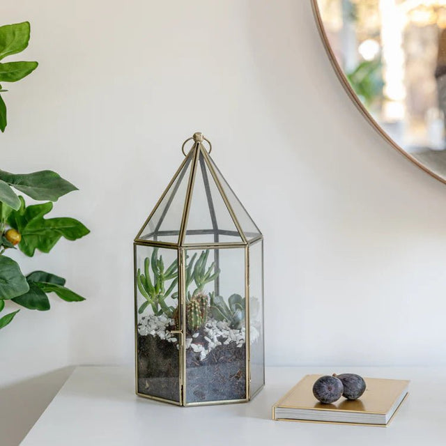 Antique Brass Glass House Terrarium Luxury Home Decor Garden & Outdoor And Gifts