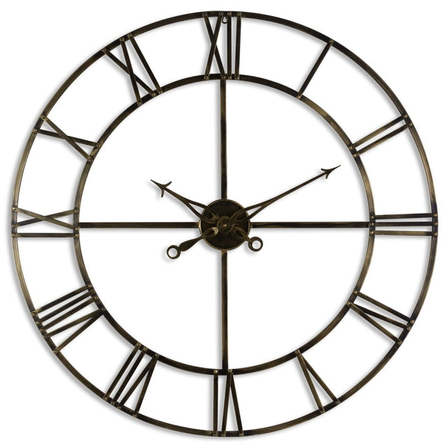 Antique Brass Large 100cm Skeleton Clock Roman Numerals - Modern Wall Clocks UK Luxury Home Decor Garden & Outdoor And Gifts