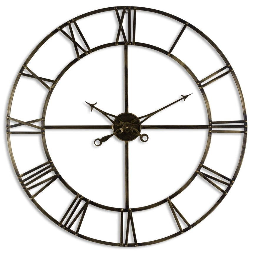 Antique Brass Large 100cm Skeleton Clock Roman Numerals - Modern Wall Clocks UK Luxury Home Decor Garden & Outdoor And Gifts