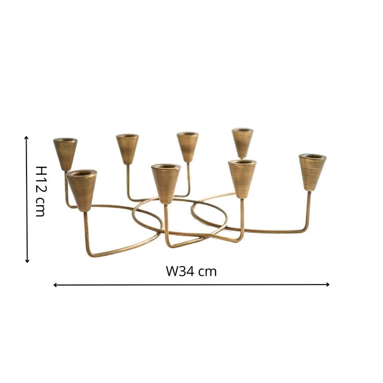 Antique Bronze Circular 8 Pc Candle Holder H12cm W34cm Luxury Home Decor Garden & Outdoor And Gifts