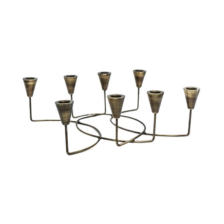 Antique Bronze Circular 8 Pc Candle Holder H12cm W34cm Luxury Home Decor Garden & Outdoor And Gifts