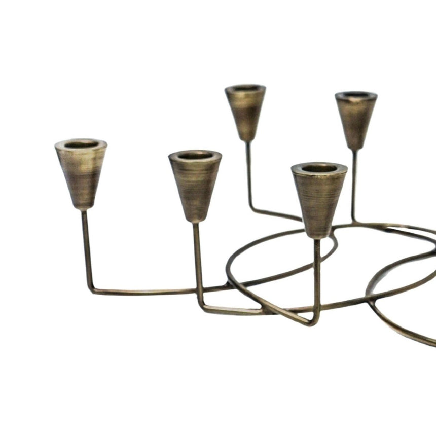Antique Bronze Circular 8 Pc Candle Holder H12cm W34cm Luxury Home Decor Garden & Outdoor And Gifts