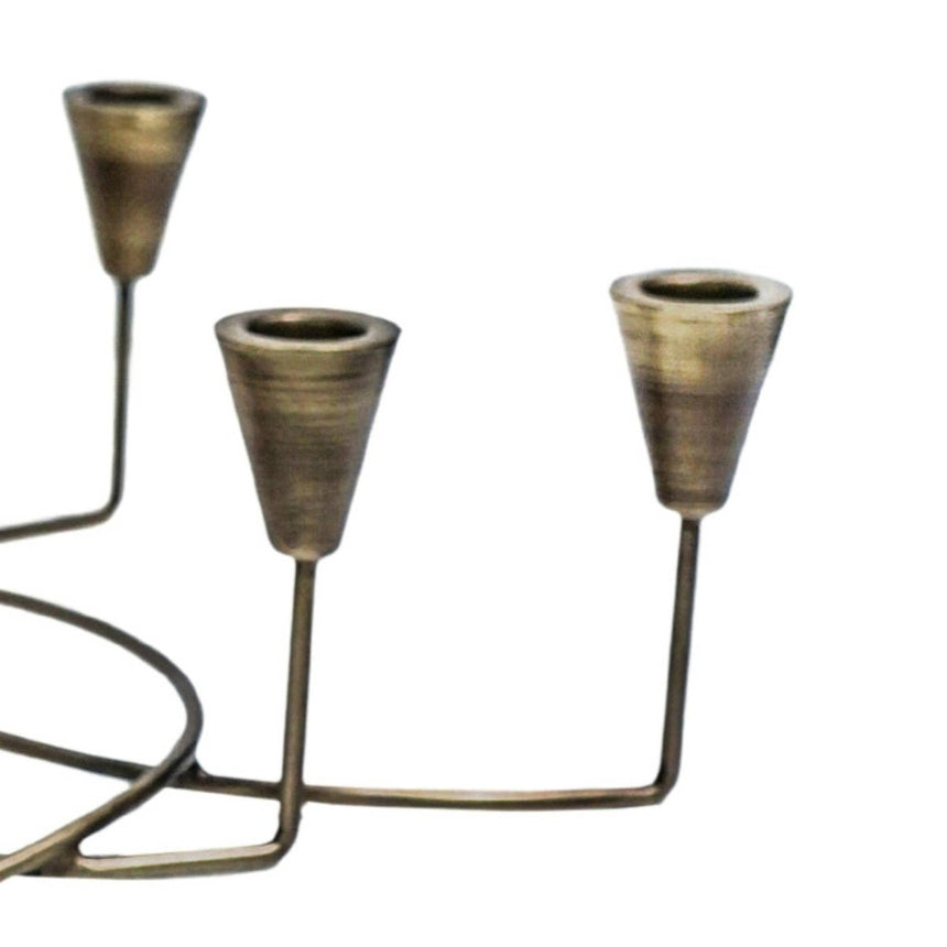 Antique Bronze Circular 8 Pc Candle Holder H12cm W34cm Luxury Home Decor Garden & Outdoor And Gifts