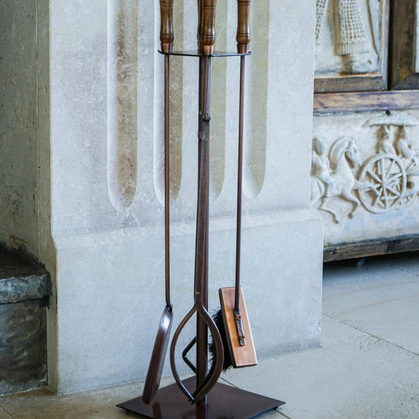 Antique Copper Fireside Companion Set H74cm W20.5cm Luxury Home Decor Garden & Outdoor And Gifts