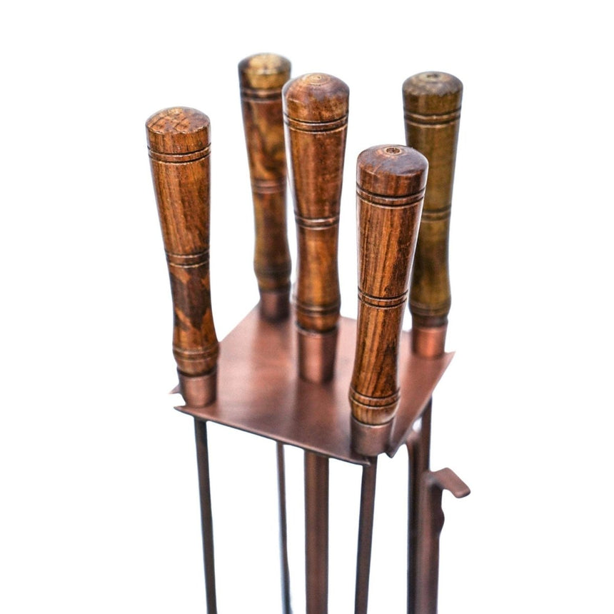 Antique Copper Fireside Companion Set H74cm W20.5cm Luxury Home Decor Garden & Outdoor And Gifts