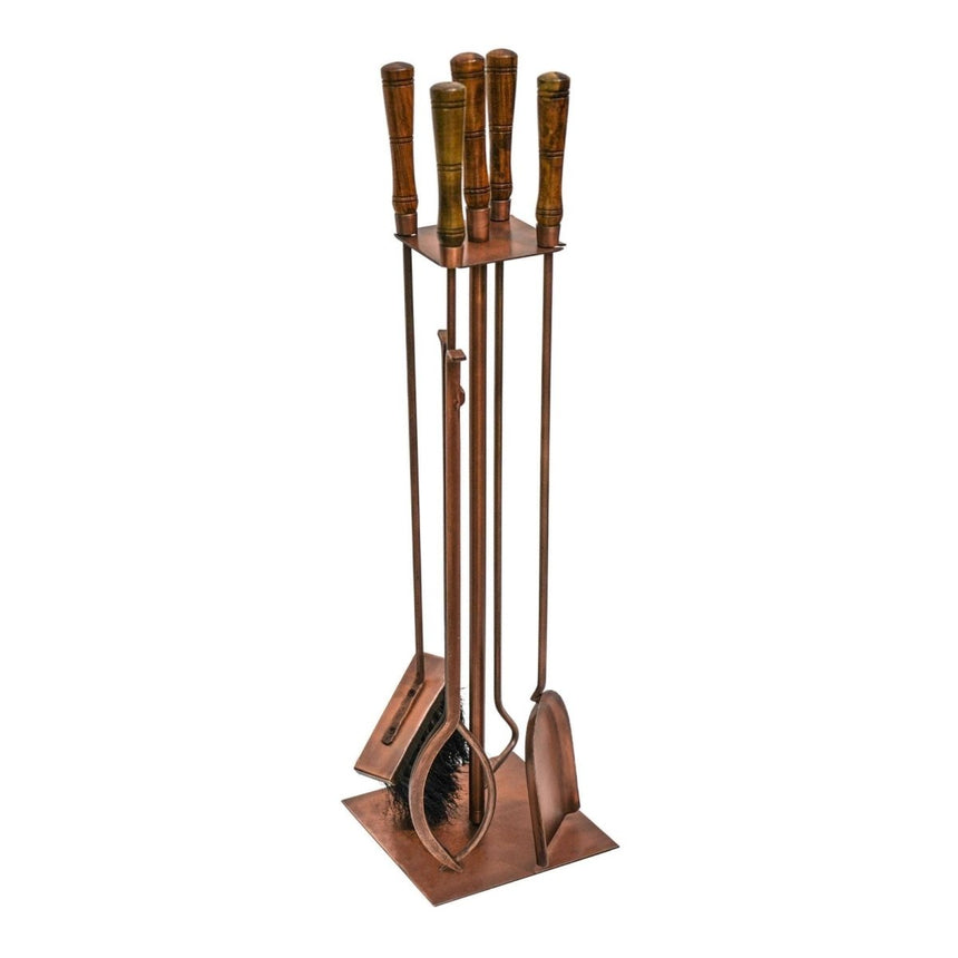 Antique Copper Fireside Companion Set H74cm W20.5cm Luxury Home Decor Garden & Outdoor And Gifts