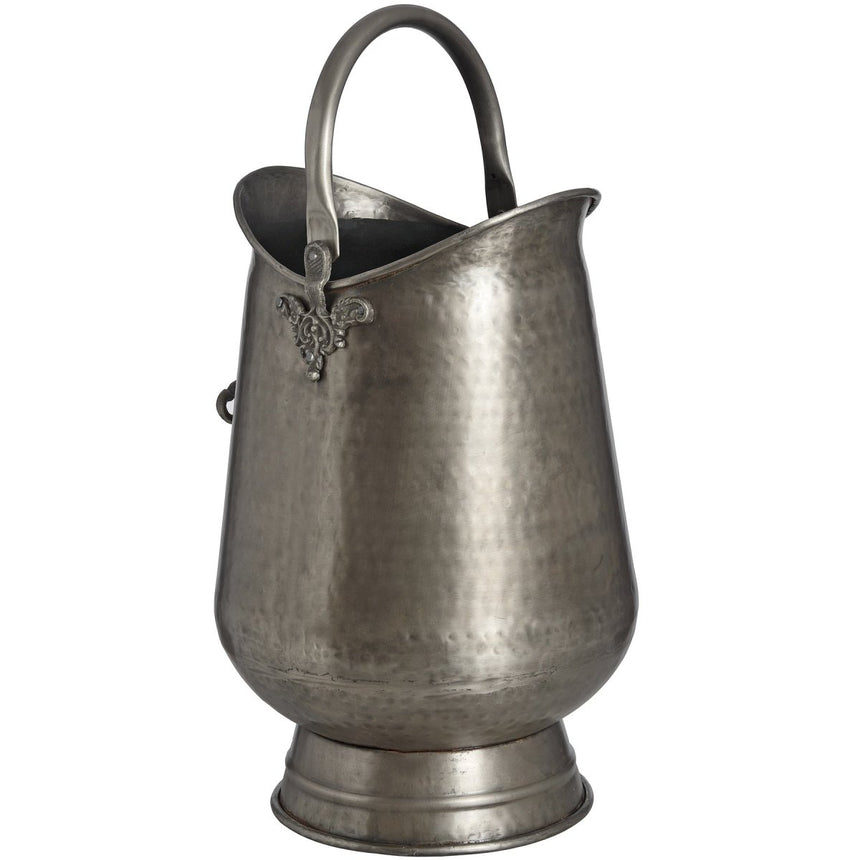Eye - Catching Large 50cm Tall Antique Pewter / Gun Metal Coal Bucket Luxury Home Decor Garden & Outdoor And Gifts