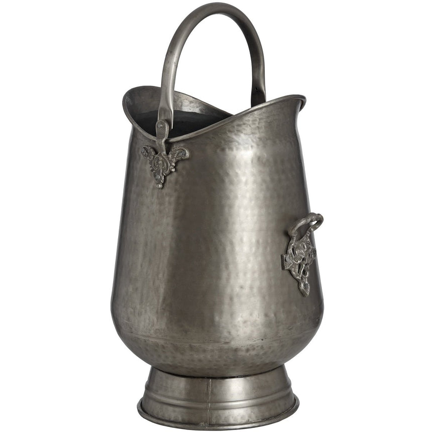 Eye - Catching Large 50cm Tall Antique Pewter / Gun Metal Coal Bucket Luxury Home Decor Garden & Outdoor And Gifts