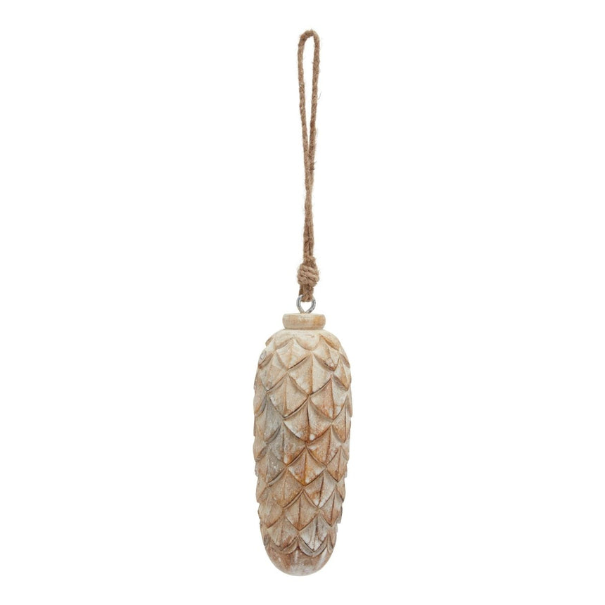 Antique White Wash Large Pine Cone Bauble - Decor Sanctuary UK curated collection of luxury home decor