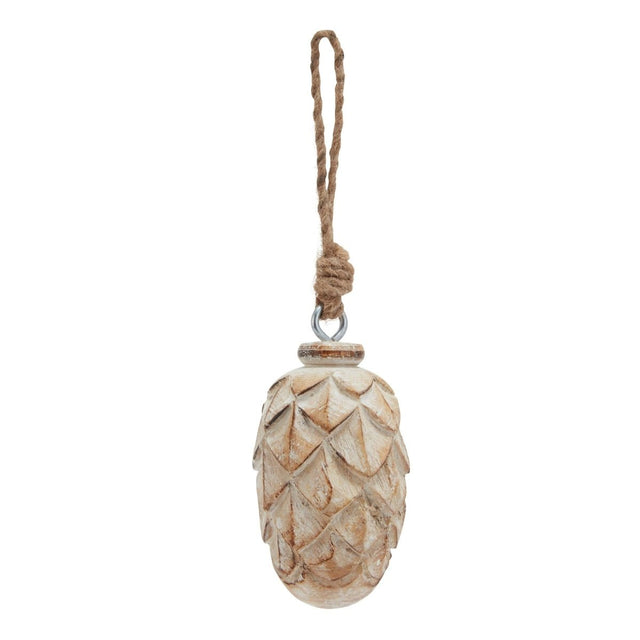 Antique White Wash Small Pine Cone Bauble - Decor Sanctuary UK curated collection of luxury home decor