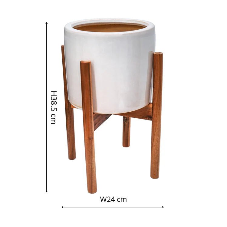 Anzio Indoor Planter w/Legs White Ceramic - Mid Century Design - Premium Glaze Waterproof Quality Home Decor Garden & Outdoor Living and Gifts