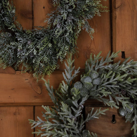 Artificial Large 50cm Frosted Pine And Eucalyptus Wreath Luxury Home Decor Garden & Outdoor And Gifts