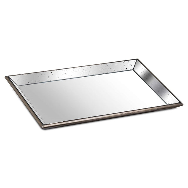 Astor Distressed Large Mirrored Tray With Wooden Detailing AC - Trays - Decor Sanctuary UK curated collection of luxury home decor
