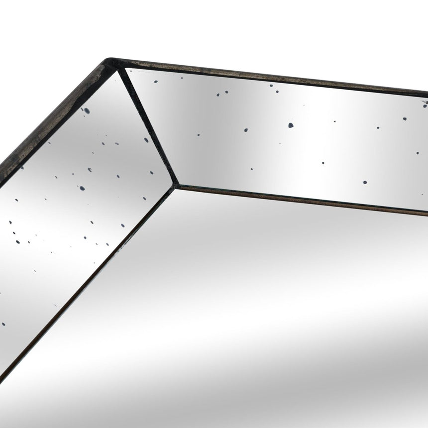 Astor Distressed Mirrored Square Tray W/Wooden Detailing Lge AC - Trays - Decor Sanctuary UK curated collection of luxury home decor