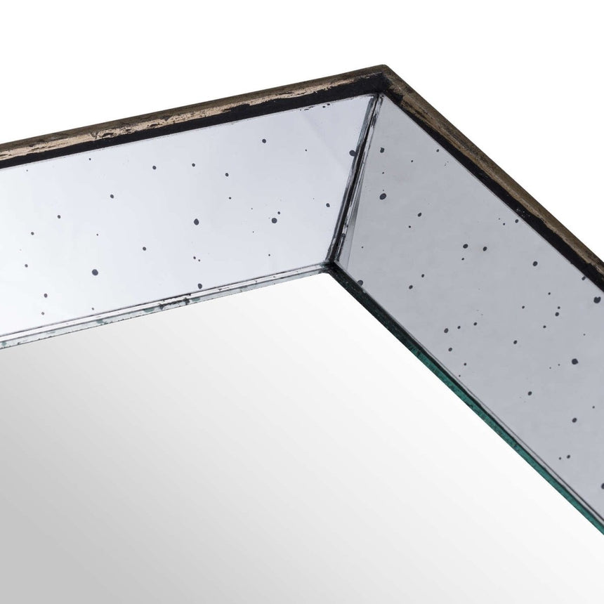Astor Distressed Mirrored Square Tray W/Wooden Detailing Sml AC - Trays - Decor Sanctuary UK curated collection of luxury home decor