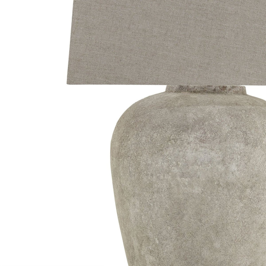 Athena Aged Stone Tall Table Lamp With Linen Shade Table & Desk Lamps - Decor Sanctuary UK curated collection of luxury home decor