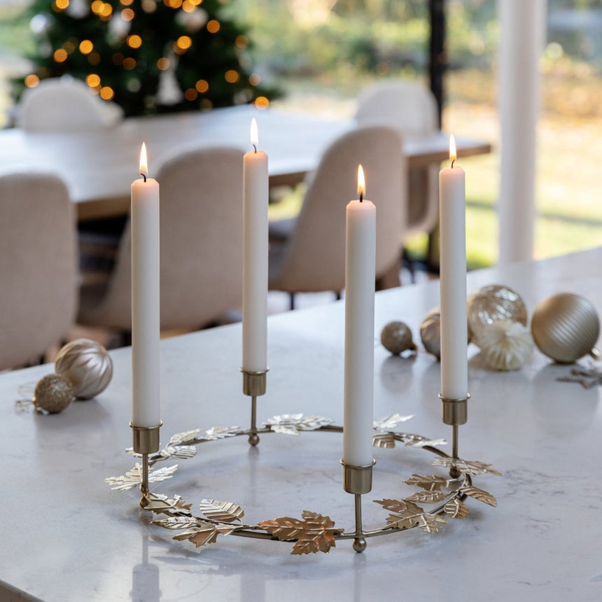 Autumn Wreath Candle Holder Centrepiece Gold H8cm D30cm Luxury Home Decor Garden & Outdoor And Gifts