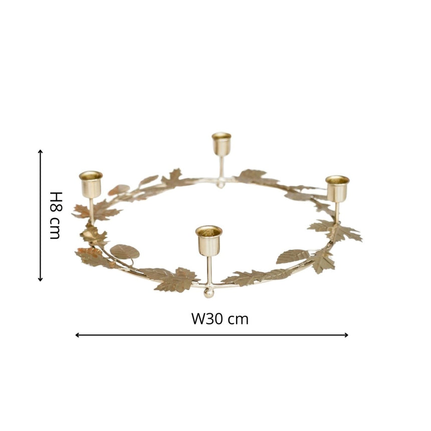 Autumn Wreath Candle Holder Centrepiece Gold H8cm D30cm Luxury Home Decor Garden & Outdoor And Gifts