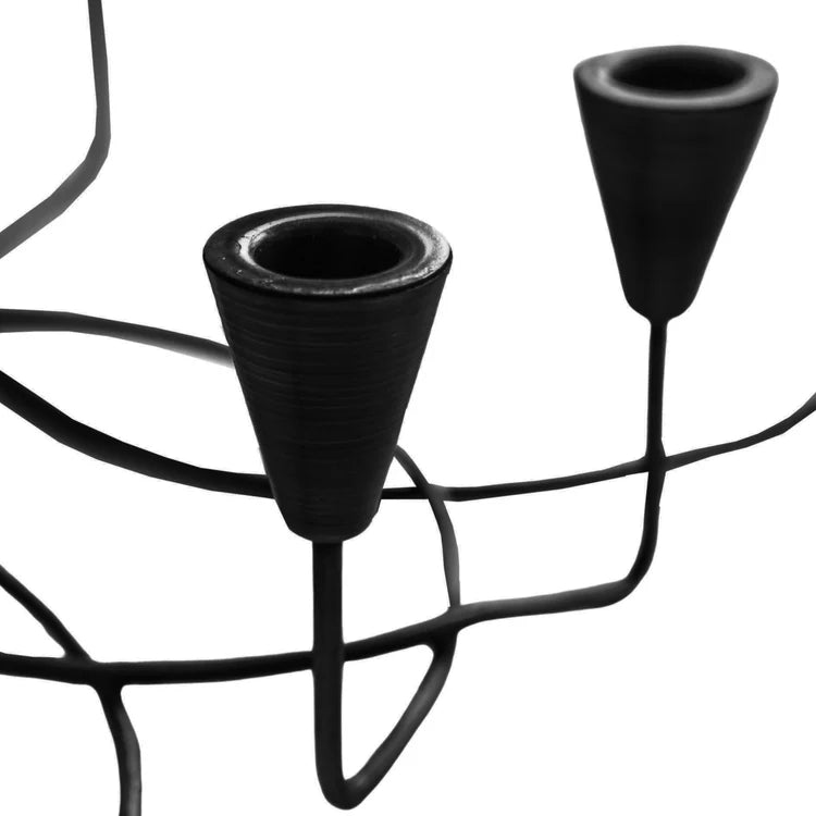 Black Circular 8 Pc Candle Holder H12cm W34cm Luxury Home Decor Garden & Outdoor And Gifts