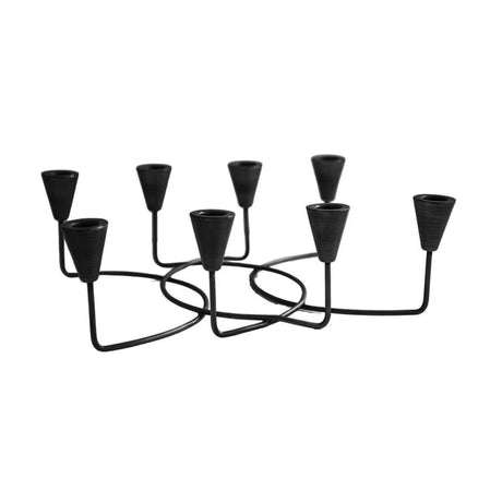Black Circular 8 Pc Candle Holder H12cm W34cm Luxury Home Decor Garden & Outdoor And Gifts