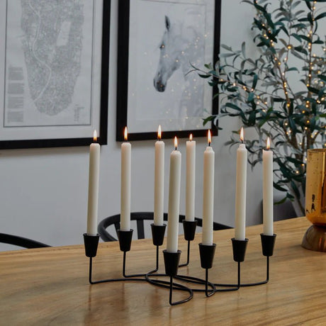 Black Circular 8 Pc Candle Holder H12cm W34cm Luxury Home Decor Garden & Outdoor And Gifts