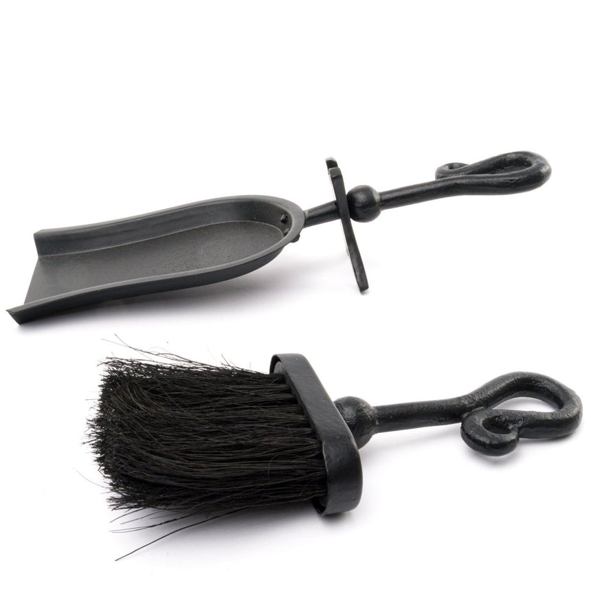 Fireplace Hearth Tidy With Matt Black Crook Style Handle - Hand Brush and Shovel Luxury Home Decor Garden & Outdoor And Gifts
