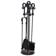 Large 66cm Tall Matt Black Companion Set With Crook Top Handles Luxury Home Decor Garden & Outdoor And Gifts