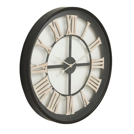 Black Framed Skeleton Clock Roman Numerals 80cm - Modern Wall Clocks UK Luxury Home Decor Garden & Outdoor And Gifts