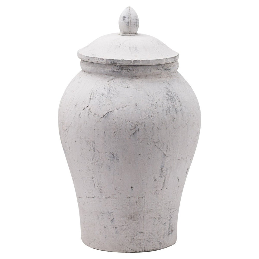 Bloomville Large Stone Finish Ceramic Ginger Jar - Stone Ceramic Vases UK Luxury Home Decor Garden & Outdoor And Gifts
