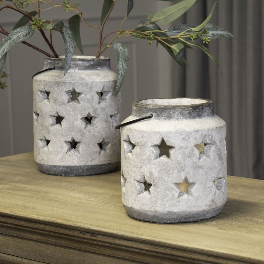 Bloomville Large Stone Star Lantern - Candle Lanterns UK Luxury Home Decor Garden & Outdoor And Gifts