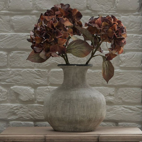 Bloomville Squat Stone Finish Ceramic Vase - Stone Ceramic Vases UK Luxury Home Decor Garden & Outdoor And Gifts