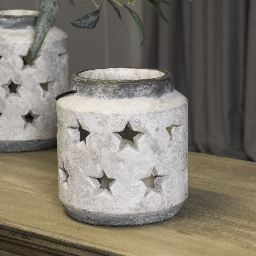 Bloomville Stone Star Lantern - Candle Lanterns UK Luxury Home Decor Garden & Outdoor And Gifts