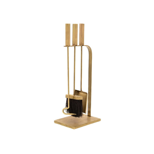 Brass Fireside Companion Set Square H50Cm W20.5Cm Luxury Home Decor Garden & Outdoor And Gifts