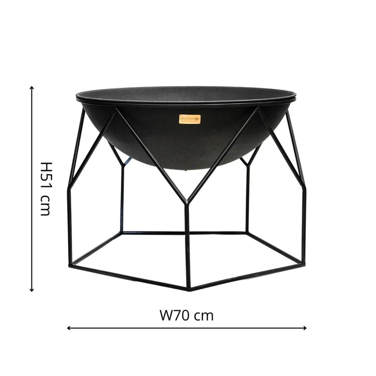 Buckingham Large Garden Fire Pit Black Metal - Geometric Design, UV Stable, Frost Resistant Quality Home Decor Garden & Outdoor Living and Gifts