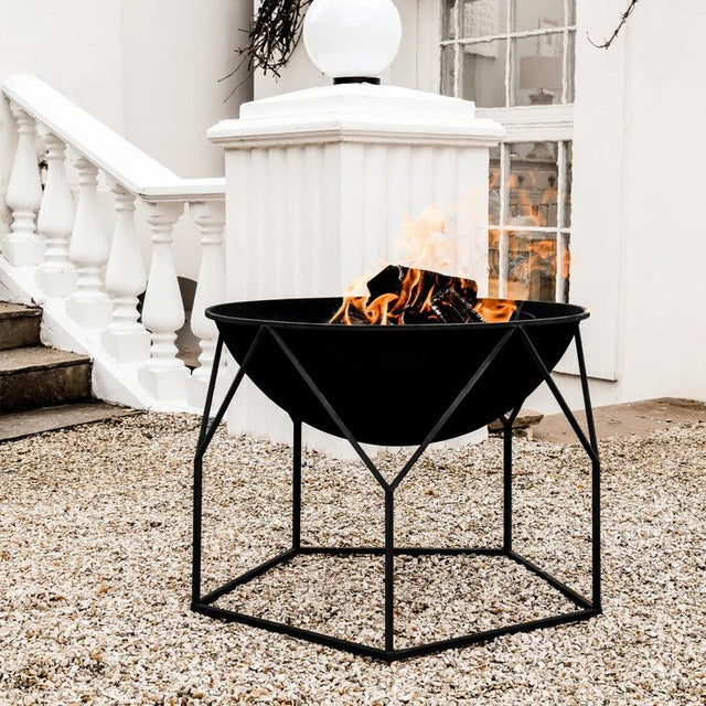 Buckingham Large Garden Fire Pit Black Metal - Geometric Design, UV Stable, Frost Resistant Quality Home Decor Garden & Outdoor Living and Gifts