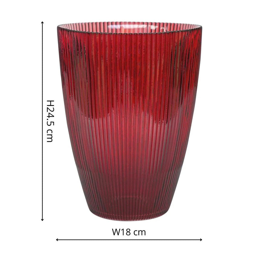 Burgundy Ribbed Tall Vase H24.5Cm W18Cm Luxury Home Decor Garden & Outdoor And Gifts