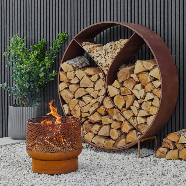 Buttermere Small Outdoor Garden Fire Pit/Bowl Rust Finish - Metal, Frost Resistant, UV Stable Quality Home Decor Garden & Outdoor Living and Gifts