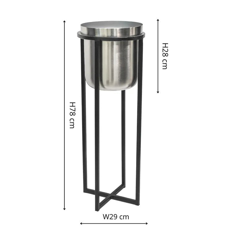 Calla Tall Indoor Plant Stand Pewter & Black - Metal, Extra Height, UV Stable, Waterproof Quality Home Decor Garden & Outdoor Living and Gifts