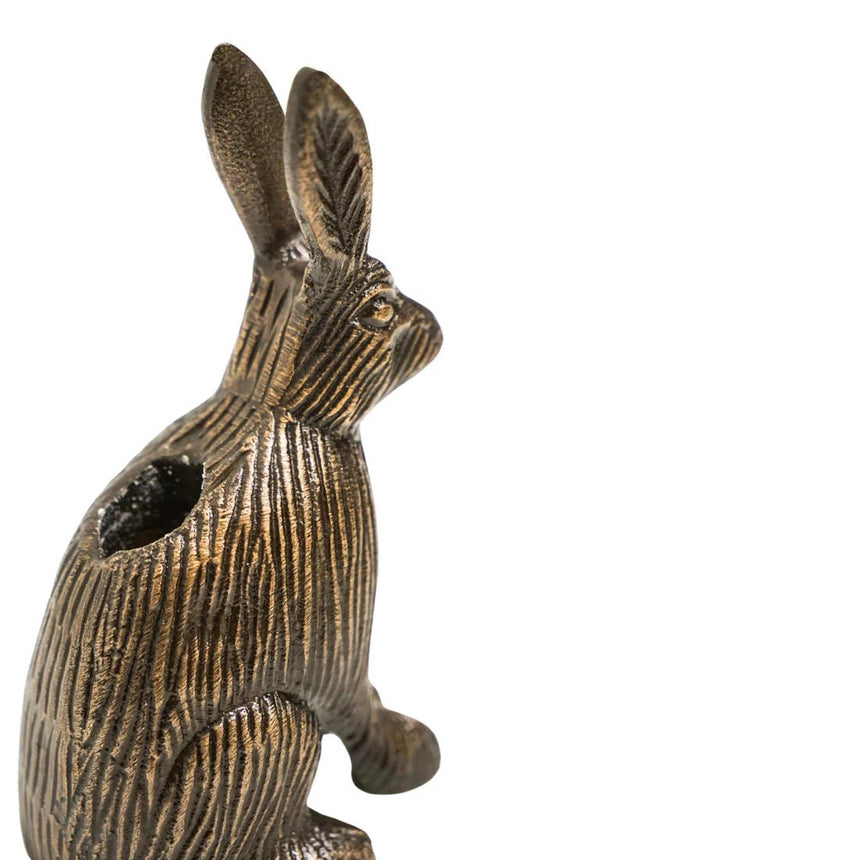 Cast Aluminium Hare Candle Holder Antique Brass H18Cm W10Cm Luxury Home Decor Garden & Outdoor And Gifts