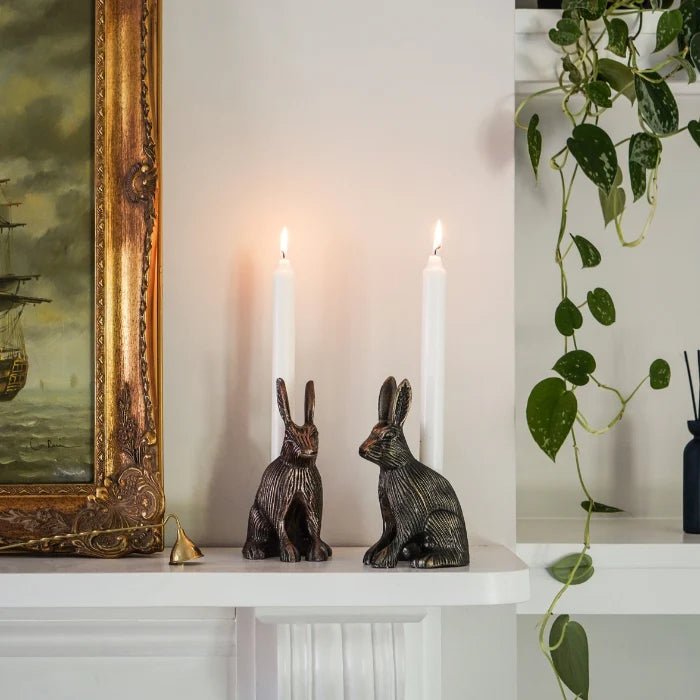 Cast Aluminium Hare Candle Holder Antique Copper H18Cm W10Cm Luxury Home Decor Garden & Outdoor And Gifts